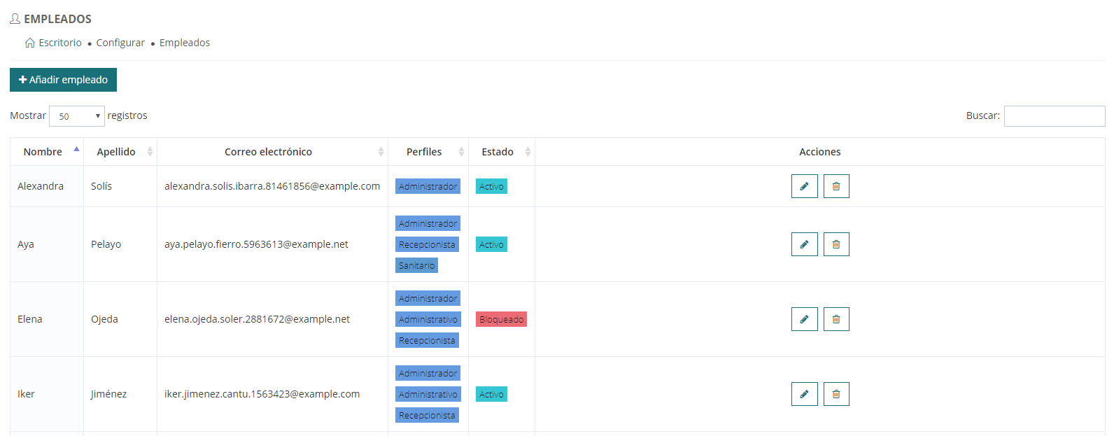 Creación y edición de profesionales