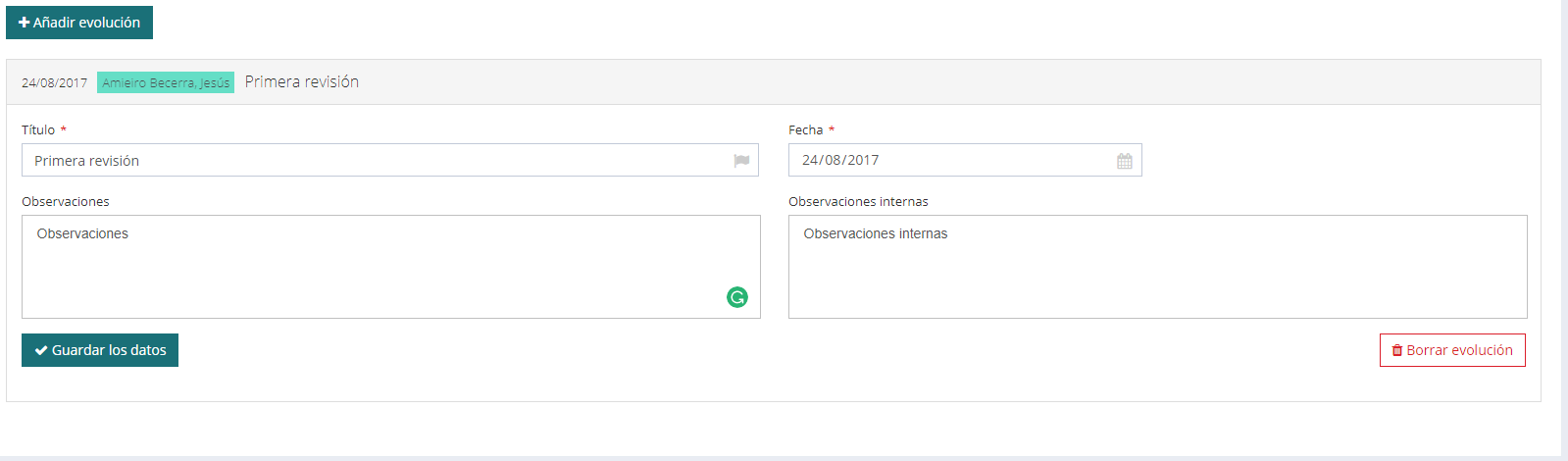 Evolución de un paciente