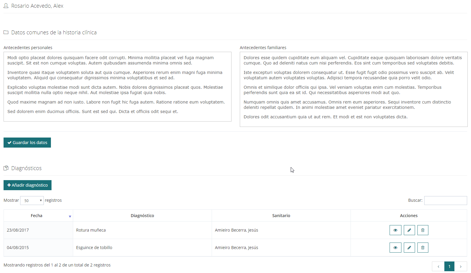 Creación y edición de citas