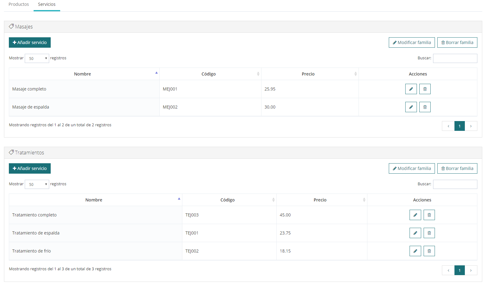 Creación y edición de tarifas